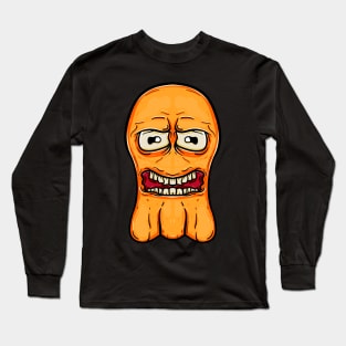 Orange boo doodle face monster Long Sleeve T-Shirt